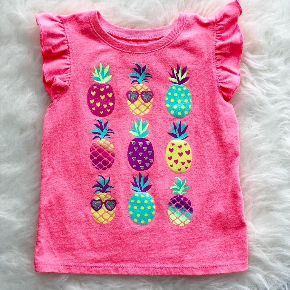 Bright Pink pineapple 24 Months short sleeve shirt